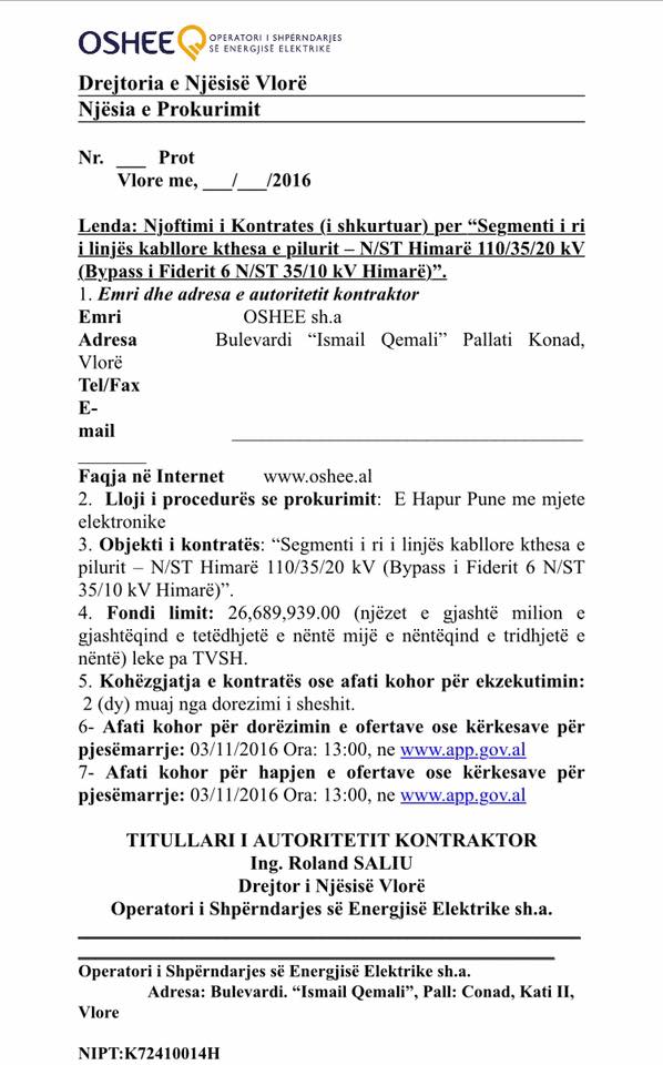 Dënoncimi: Shkelje të rënda në tenderin e OSHEE