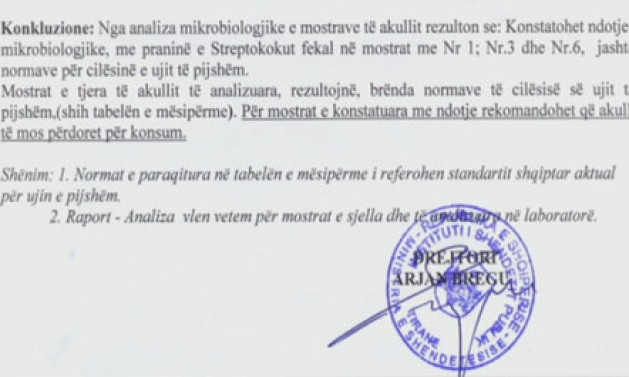 Tiranë, 40% e bareve, akull të  ndotur nga fekalet