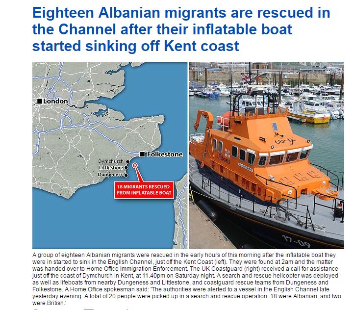 Angli, shpëtohen 18 emigrantë shqiptarë, anija me të cilën udhëtonin po mbytej