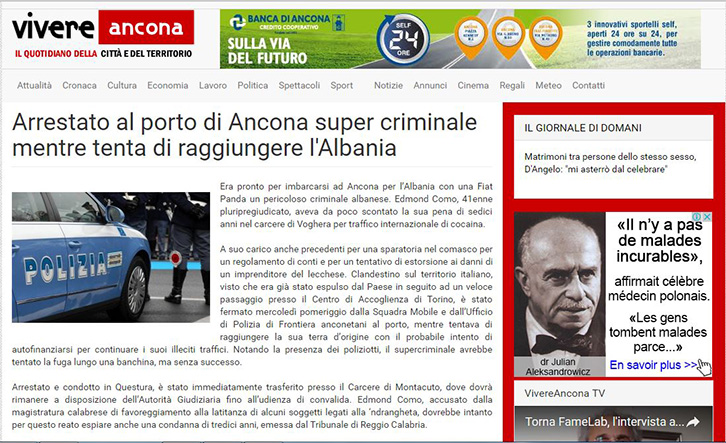 Itali, arrestohet shqiptari i bandës “Ndrangheta”, sapo ishte liruar pas 16 viteve burg