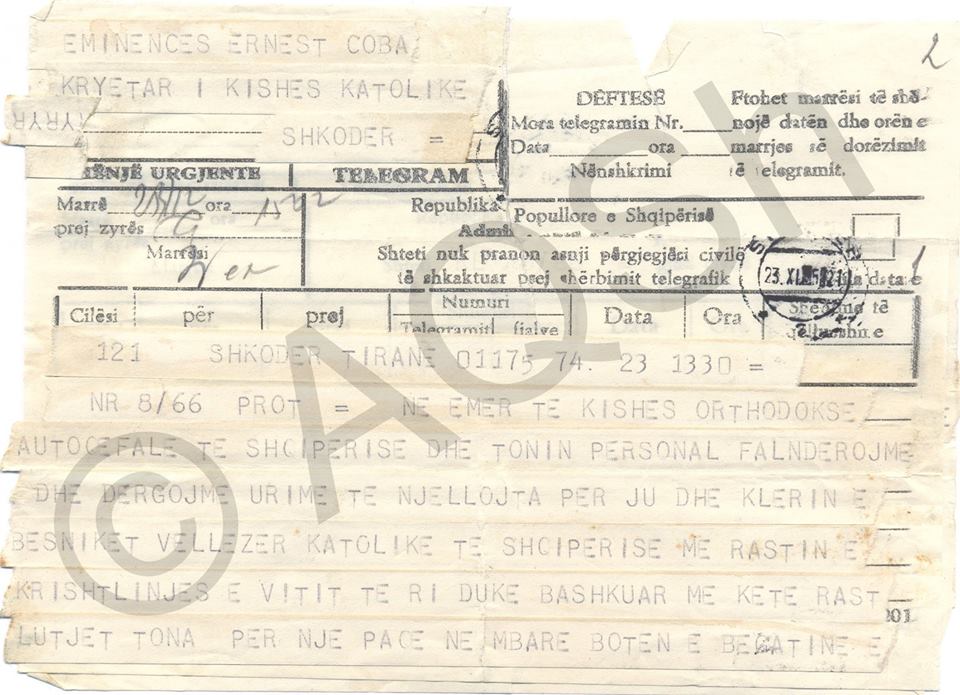 DOKUMENTI/ Urimi i fundit i Krishtlindjeve në Shqipërinë komuniste