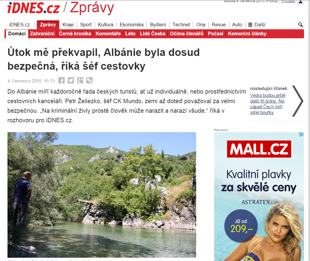 Petr Zeliezko, kreu i agjencisë turistike çeke “CK Mundo”:  Vrasja e çiftit e shembi imazhin e sigurisë në Shqipëri