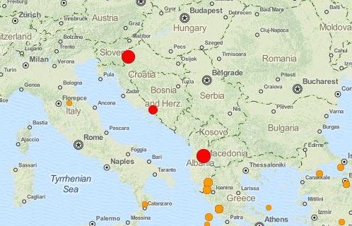 LISTA/ Valë tërmetesh goditën sot në mëngjes Ballkanin dhe botën