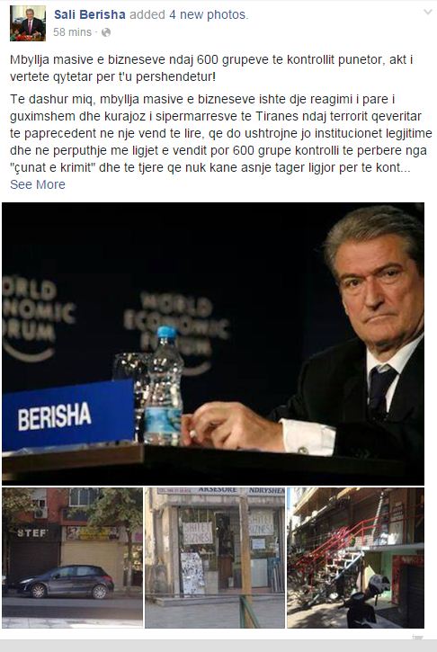 Bizneset mbyllin qepenat, Berisha: Akt qytetar i guximshëm