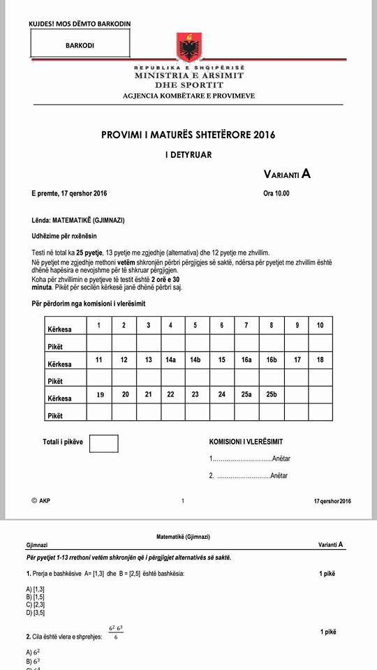 Skandali i publikimit të testit të matematikës, Berisha: Një turp kombëtar