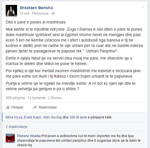 Shkëlzen Berisha: Rri dot pa gënjyer një ditë të vetme Erion Velaj. Florenc Hoxha: Ata te “Ushtari Panjohur”, duhet të shesin fiq