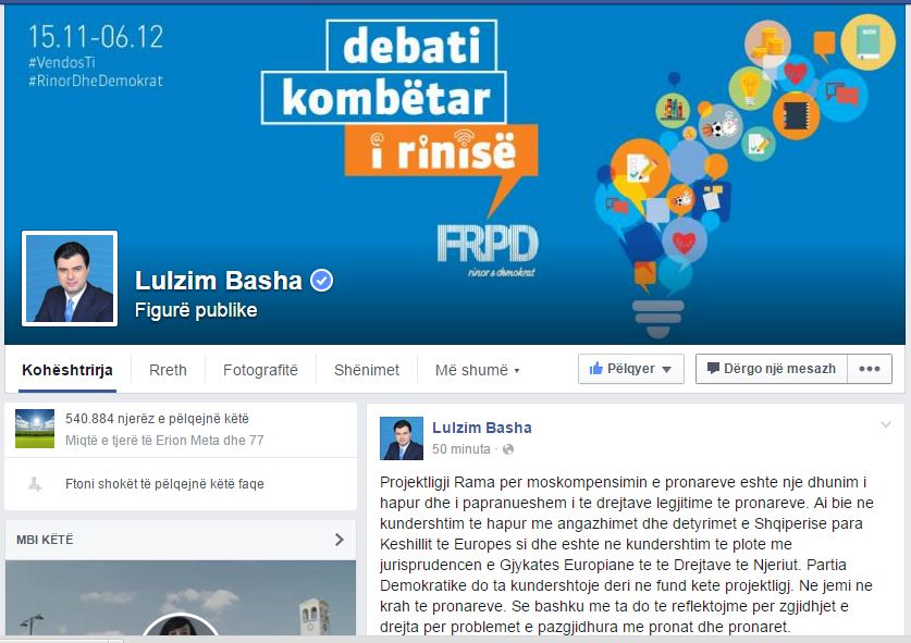 Basha: Mos kompensimi i pronarëve dhunim i papranueshëm i të drejtave legjitime të pronarëve