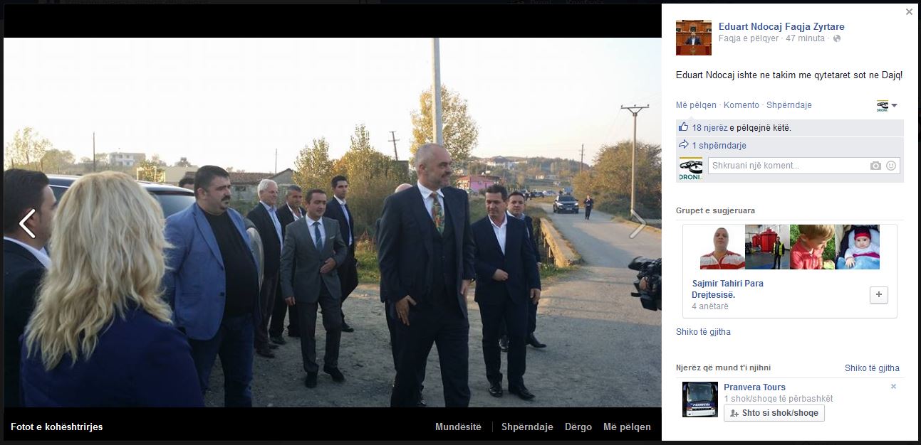 BATUTA/ Ndocaj në takim me “qytetarët” e fshatit Dajç…, i shoqëruar nga kryeministri Rama