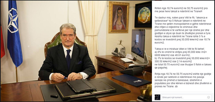 Denoncon Berisha: Ja sa dhe pse u rrit taksa e ndërtimit në Tiranë