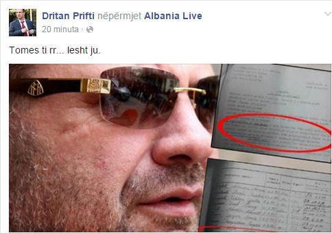 Dritan Prifti: Tomes ti rr… lesht ju!