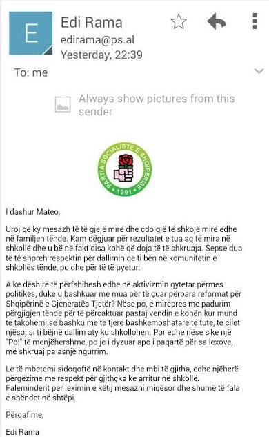 Edi Rama presion nxënësve të ekselencës për tu antarsuar në bandën e PS-së