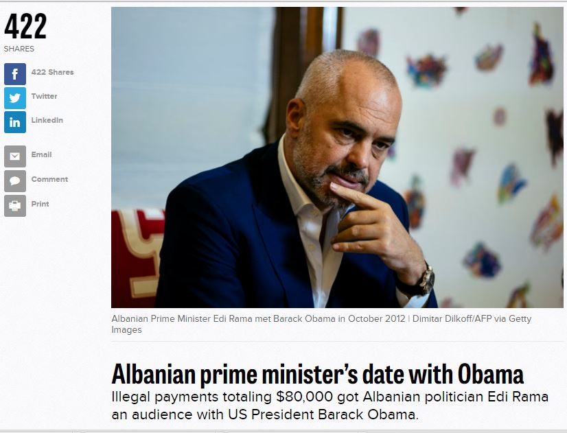 POLITICO/ Rama 80 000 $ pagesë të jashtëligjshme për një fotografi me Obamën