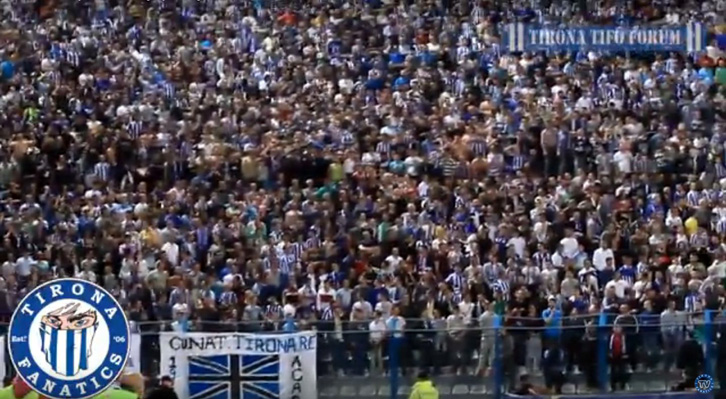 VIDEO/ Ultrasit e Tiranës fillojnë derbin me një kolazh: Erjon Braçe …, la…, la…, la…!