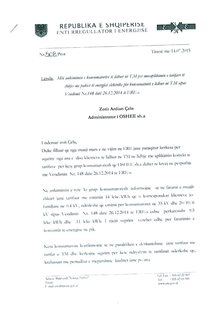 DOKUMENTI/ Ja si OSHEE vjedh bizneset me mbifaturim