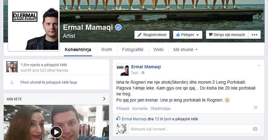 Ermal Mamaqi: Jam krenar, unë pi lëng portokalli