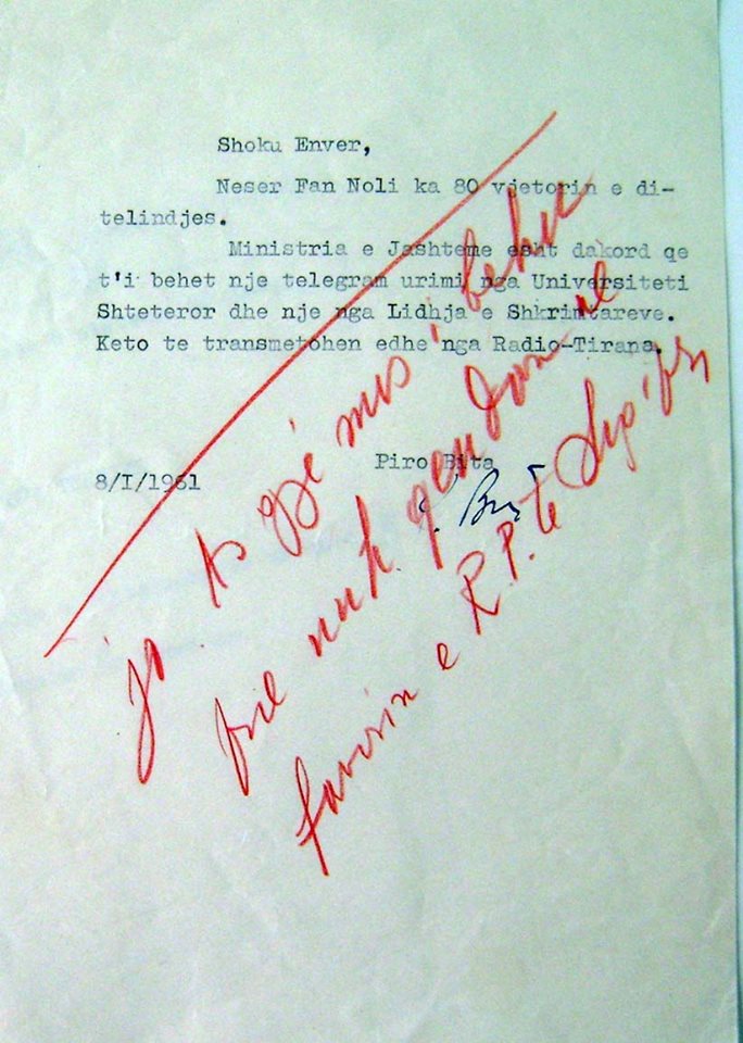 DOKUMENTI/Ndarja e plotë e Enver Hoxhës me Fan Nolin në vitin 1961