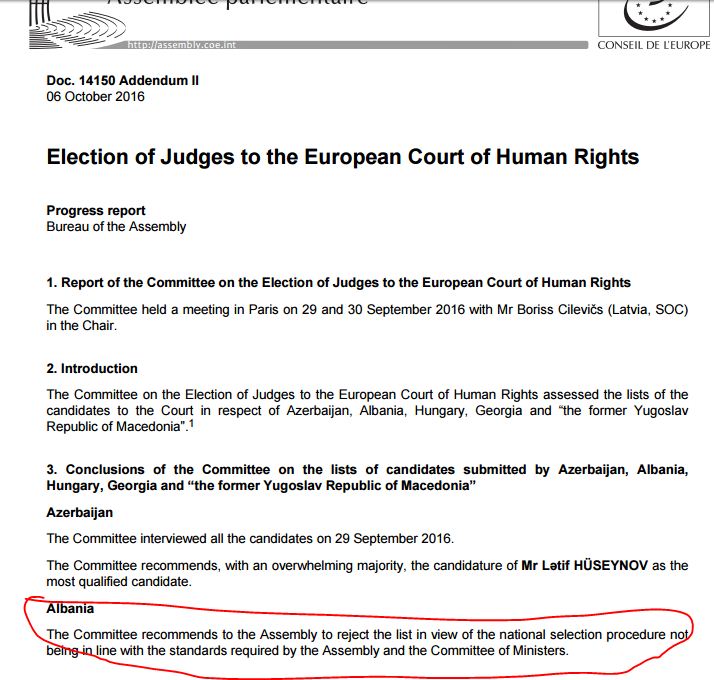 KE SHUPLAKE QEVERISË/Ja pse u rrëzuan tri kandidaturat për Strasburg
