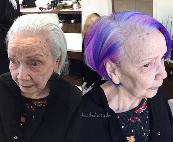 Lyen flokët për herë të parë në moshën 86 – vjeçe,por zgjedh një ngjyrë të guximshme