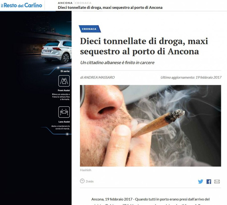 FOTO/ 10 ton kanabis dalin lehtësisht nga Durrës, bllokohen në Ankona të Italisë