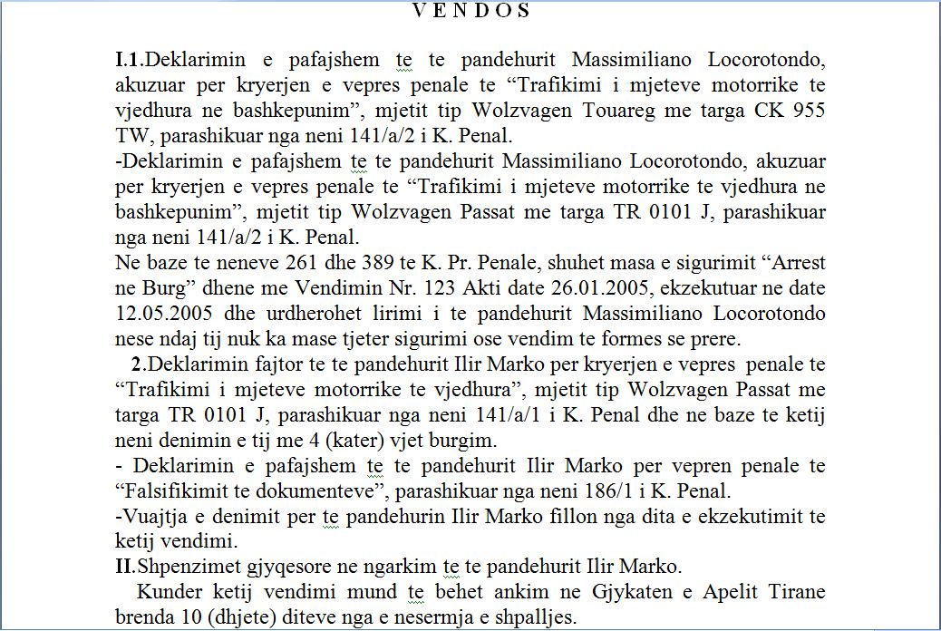 DOKUMENTI/ Zëvendësministri i Brendshëm i LSI Ilir Marko, i dënuar 4 vite burg për trafik makinash