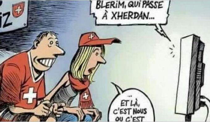 KARIKATURA/ Ndeshja me Shqipërinë, zviceranët nuk kuptojnë kur e kanë topin