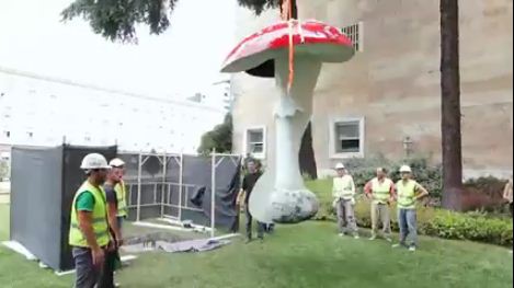 FOTO/Një këpurdhë e madhe “rritet” para Kryeministrisë