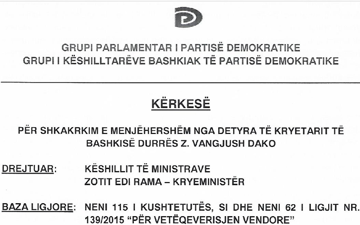 KËRKESA E PLOTË E PD/ Të shkarkohet Vangjush Dako, shkeljet e rënda të ligjit për të favorizuar Lulzim Berishën