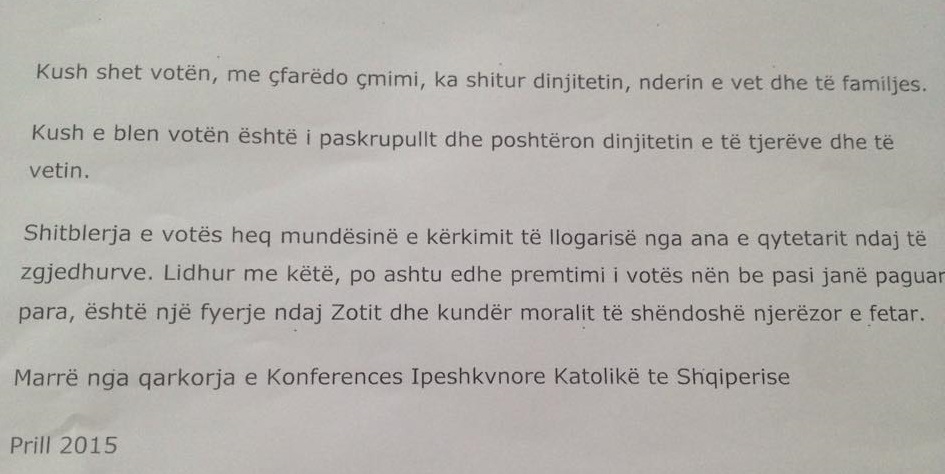 Kisha Katolike: Kush shet votën shet dinjitetin, kush e ble i paskrupullt