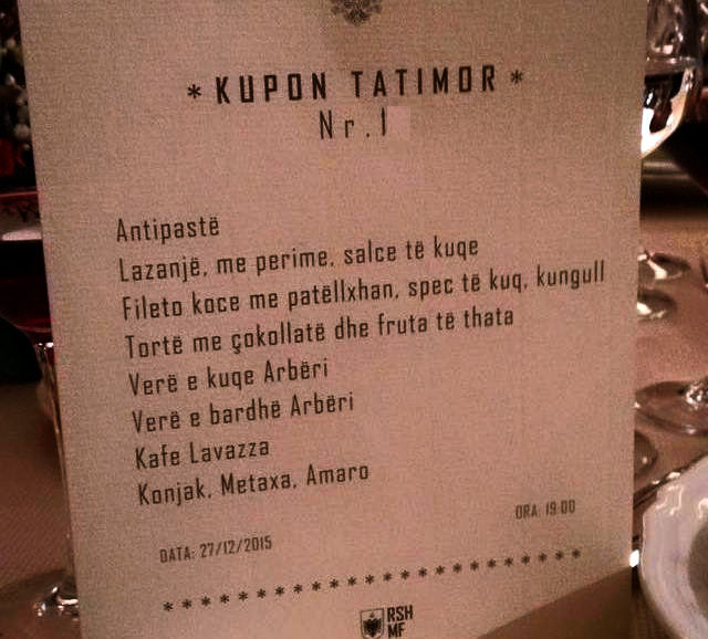 FOTO LAJM/ Rama kupon tatimor formal në darkën me gazetarët, pa vlerë, pa çmim dhe pa TVSH