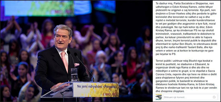 SALI BERISHA/ Edvin Kristaq Rama kthen PS në origjinën e saj terroriste