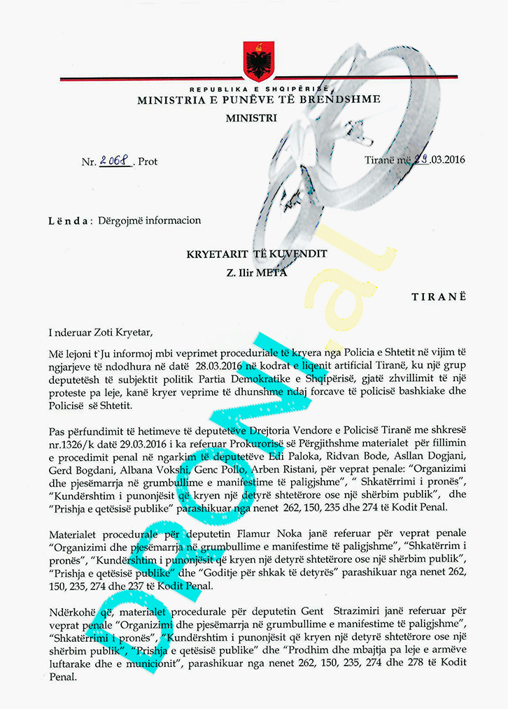 LETRA/ Tahiri i dërgon Metës komunikatën e policisë dhe i kërkon “të çarmatosë” Strazimirin