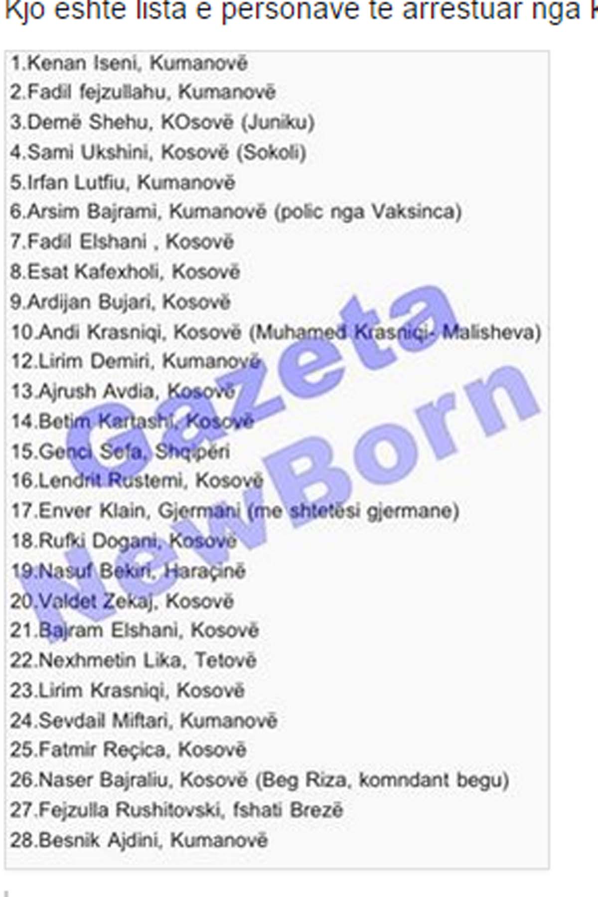 Kjo është lista e të arrestuarve në Kumanovë