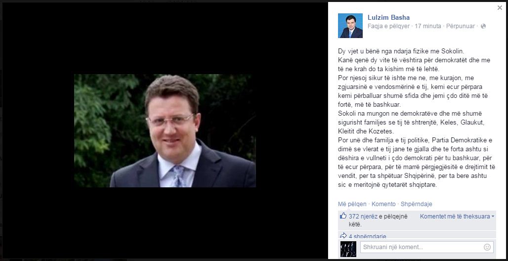 LULZIM BASHA/ Vlerat e Sokolit janë të gjalla e të forta