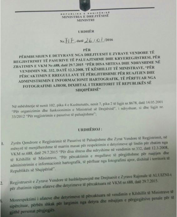 URDHËRI/Ylli Manjani, shigjeta ndaj hipotekave