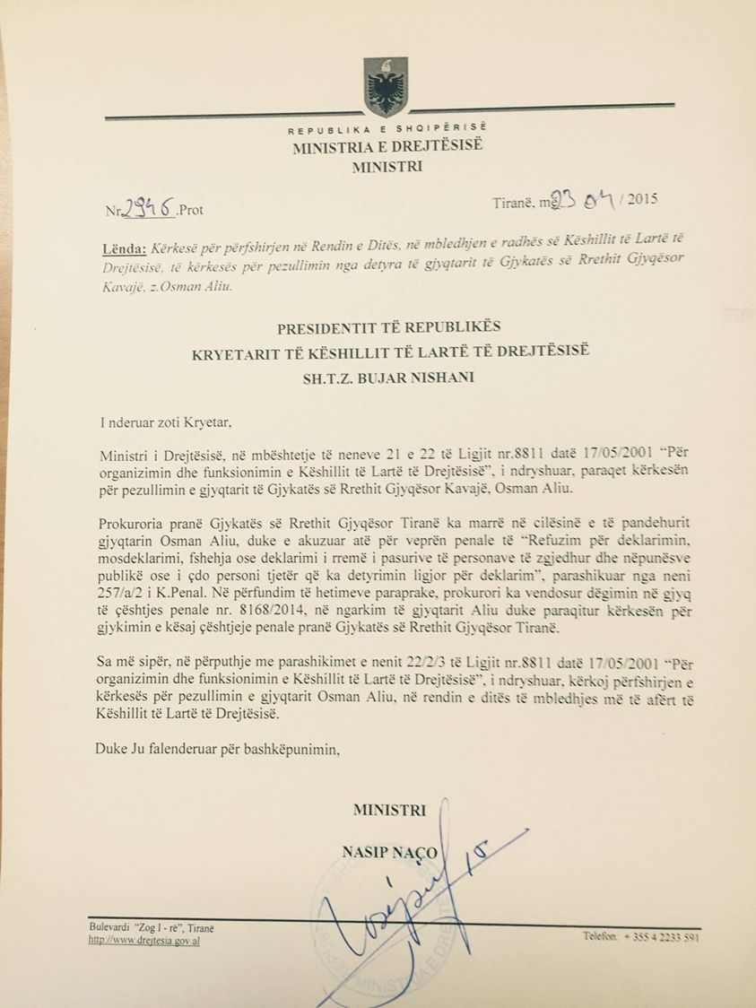 Ministri i Drejtësisë komunikon nëpërmjet “Facebook”-ut me kreun e KLD-së