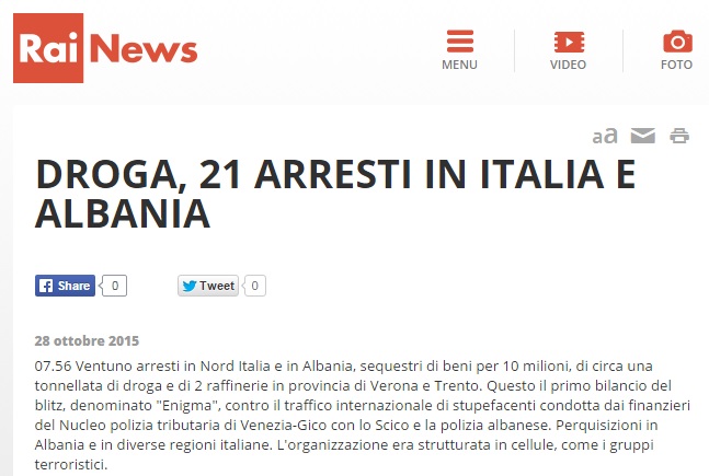 Itali, shkatërrohet rrjeti i trafikut të drogës Shqipëri-Itali, 21 arrestime