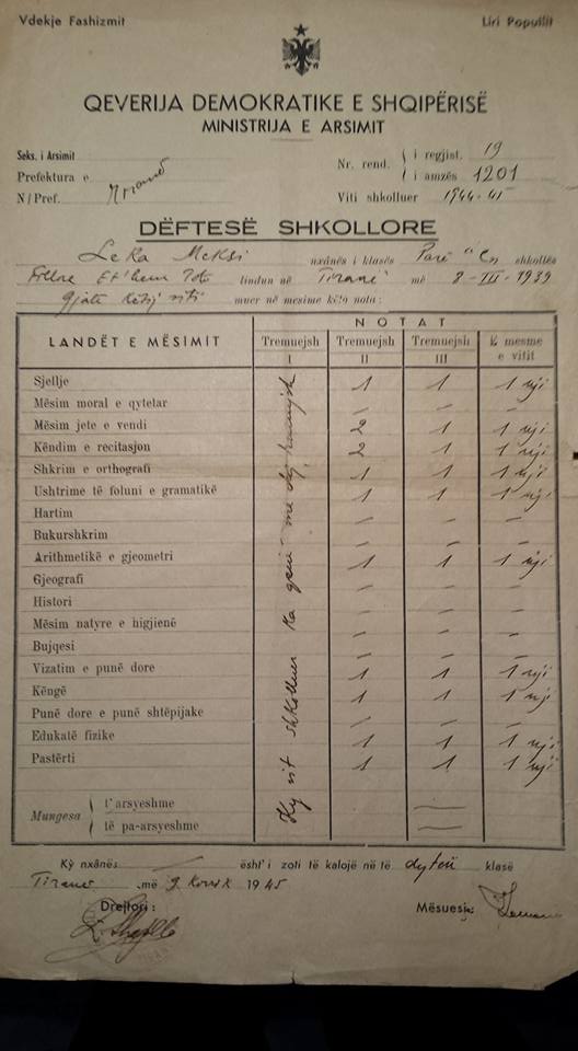 FOTO/Ish-kryeministri Aleksandër Meksi, ja cfarë notash ka marrë në klasë të parë