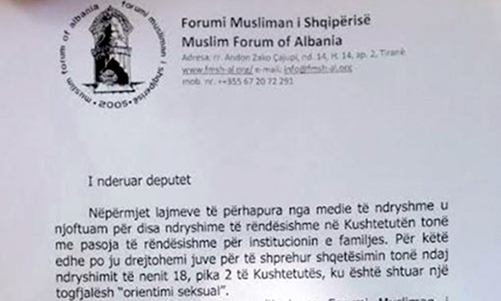 LETRA/ Komuniteti Mysliman apel deputetëve: Mos i hapni rrugë martesave të së njëjtës gjini