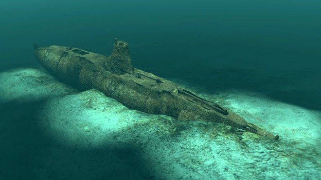 Nëndetësja ruse në bregdetin e Suedisë, relike e Luftës së Parë Botërore