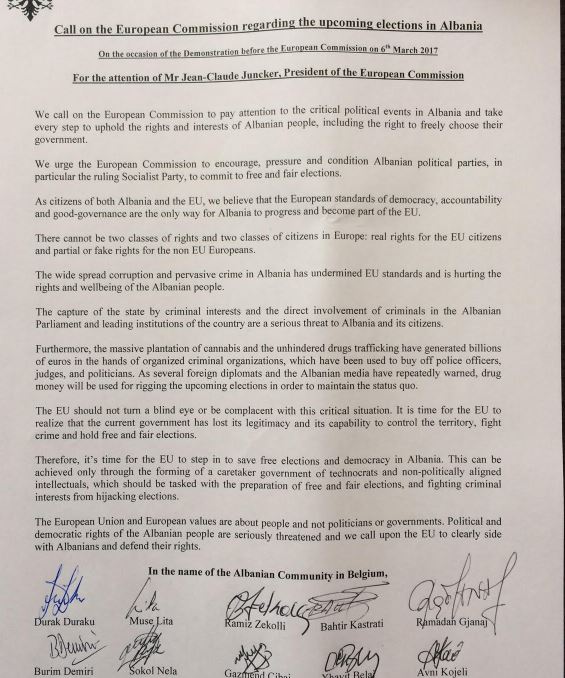 Peticioni në zyrën e Presidentit të Komisionit Europian: Mos mbyllni sytë si në Tiranë