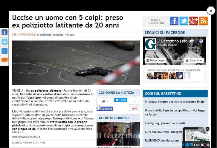 Itali, arrestohet në Venecia ish polici, vrau më 1995 në Vlorë