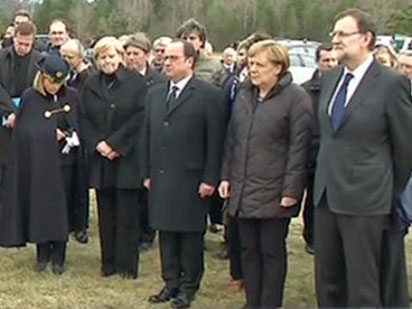 Hollande, Merkel, Rajoy, homazhe për viktimat e avionit “Germanwings”