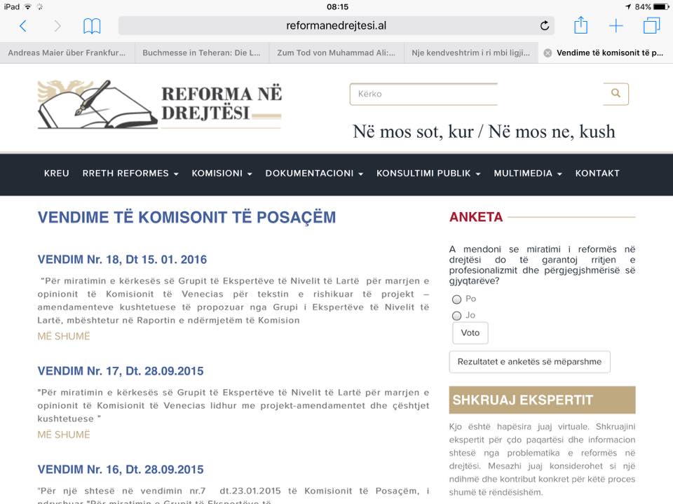 Komisioni për Reformën në Drejtësi, terr informativ që prej janarit