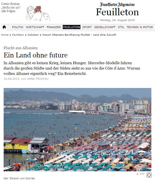 Reportazhi për Shqipërinë nga “Frankfurter Allgemeine Zeitung”: Një vend pa të ardhme