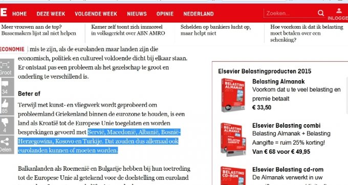 Revista holandeze “Elsevier”: Shqipëria nuk ëshstë gati për në eurozonë