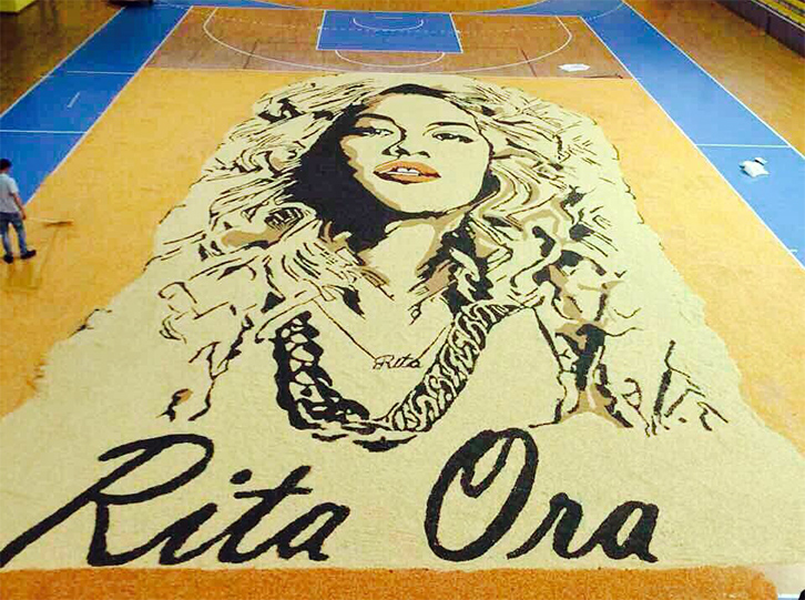 FOTO/ Portreti me fara për Rita Orën tenton të hyjë në librin e rekordeve Guiness