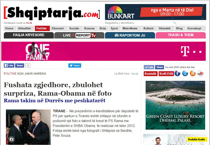 RETRO/ Kur mediat e majta eksitoheshin me keqpërdorimin e fotos Rama – Obama në fushatën e vitit 2013