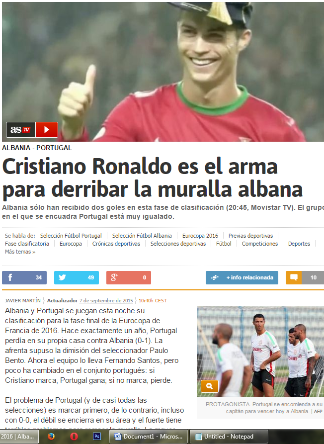 Mediat e huaja: Portugalia ka Ronaldon, Shqipëria grupin