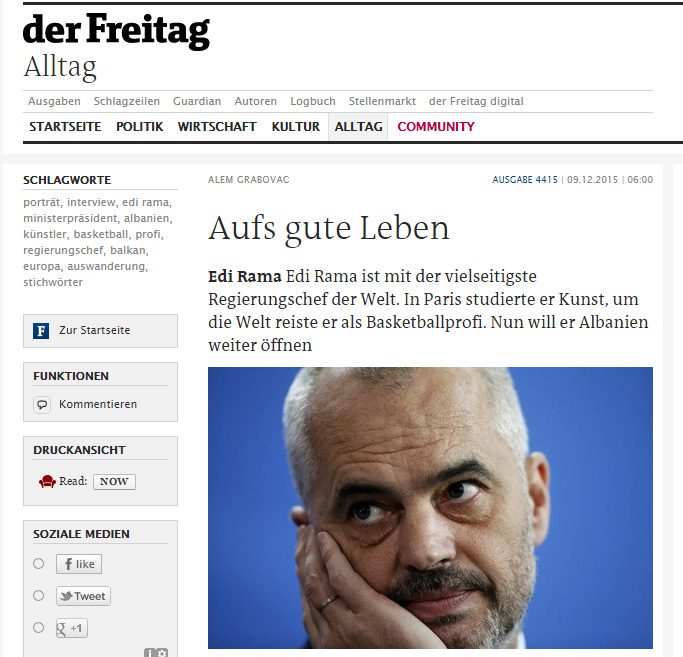 “Der Freitag”: Shqipëria, e korruptuar, kriminale dhe e prapambetur? Rama: Vend mesdhetar me shumë diell