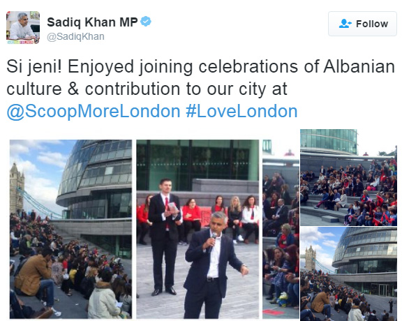 Kryebashkiaku i ri i Londrës, mik i shqiptarëve, Sadik përshëndeti shqip shqiptarët londinezë
